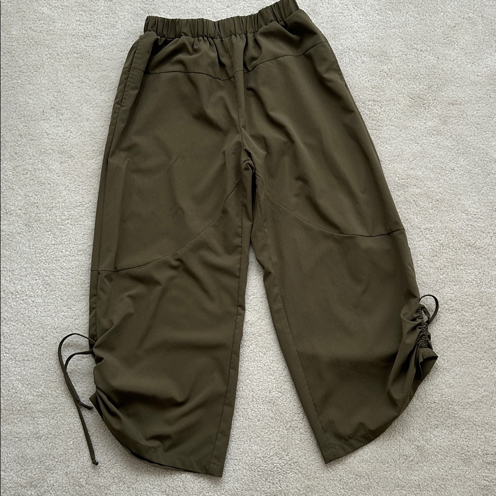 SHEIN Olive Green Baggy Pants with Elastic Waistband